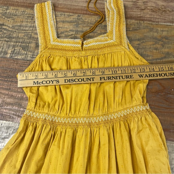 Old Navy women’s XS sleeveless tiered maxi dress yellow mustard boho pockets - Picture 8 of 12